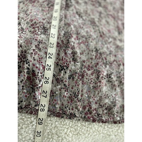 LOFT Floral Semi Sheer V-Neck Popover Long Sleeve Relaxed Fit Top Beige Size XS - Picture 8 of 8